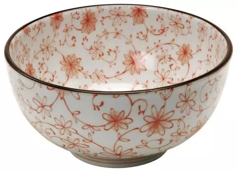 Mino Ware Lightweight Rice Bowl Dish Tableware Sprout Arabesque Red Red Approximately 16 cm in diameter x 8 cm in height Microwave and dishwasher