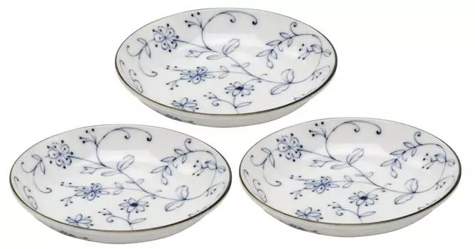 Mino Ware Lightweight Small Plate Tableware Set, 3 Pieces, Line Arabesque, Diameter Approx. 12.5cm, Microwave and Dishwasher Safe, Made in Japan