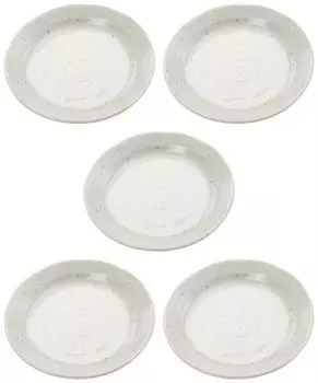 Mino Ware Natural White Tableware Set, Dishes, Plates, Dishes, Set of 5, Diameter 14 x Height 2.5cm, Japanese Tableware, Microwave Safe, Dishwasher