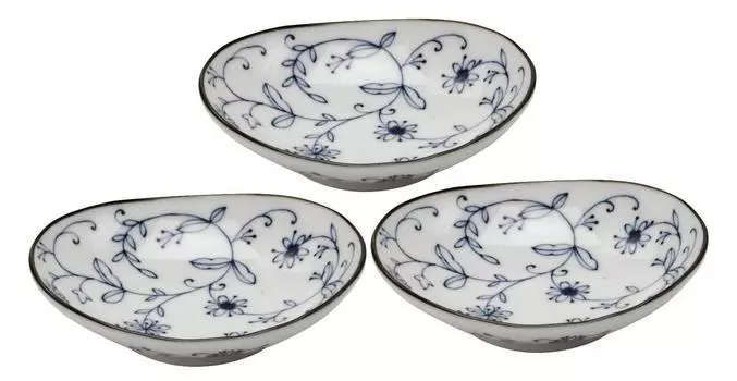 Mino ware oval 3.5 plates set of 3 line arabesque 139155(3)