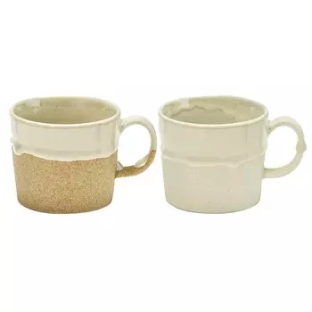 Mino Ware Pair Mug Mug Set of 2 230ml Microwave Dishwasher Safe Cake Mug White Brown Made in Japan Approx. & CK-4004B