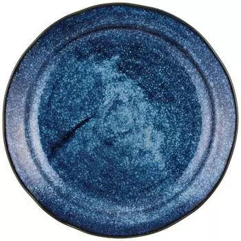 Mino ware plate, large plate, 8-inch plate, 24cm, kiln variant, navy blue, made in Japan 132-0910