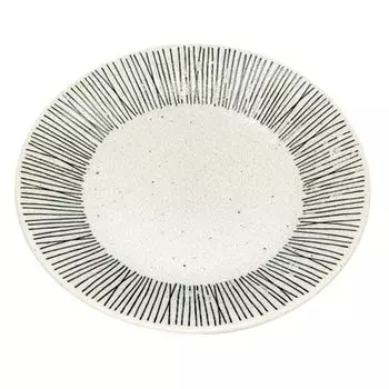 Mino ware plate, large plate, approx. 19cm, dishwasher safe, microwave safe, wire, white, made in Japan 132-0416