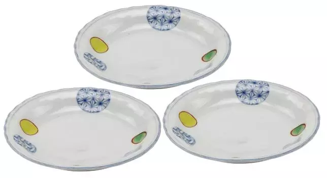 Mino ware plate set of 3 Nishikimaru crest 5.0 139278(3)