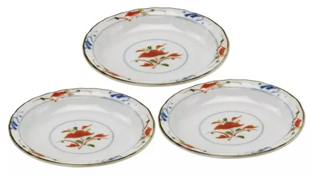 Mino ware plates set of 3 dyed red 3.5 139322(3)