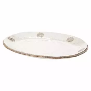 Mino Ware Polka Dot White Karatsu Oval Plate K52025