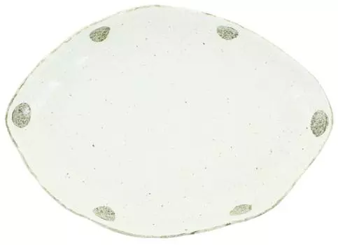 Mino Ware Polka Dot White Karatsu Pasta Plate Leaf Shape K10195