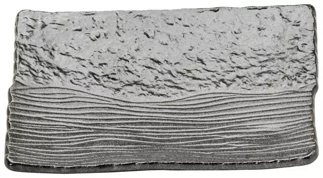 Mino Ware Pottery Plate, Black, Ceramic Plate, Long Square Plate, Width 21 x Depth 14cm, Black Raku, Microwave and Dishwasher Safe, Made in Japan