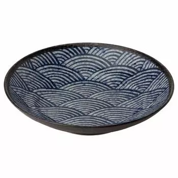 Mino Ware Qinghai Wave -Edo Komon- Noodle Plate W20237