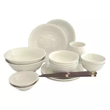 Mino ware японская столовая посуда натуральная для проживания отдельно или для использования в микроволновой печи посудомоечной машине пищевая пленка сделано в Японии 197742 набор из 16 предметов, белый, два, безопасный, безопасный,
