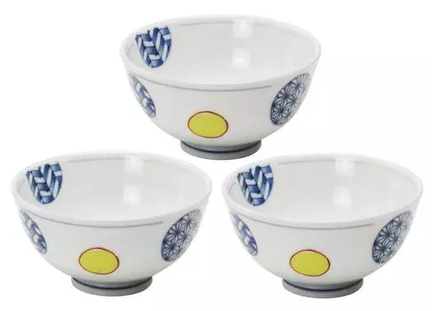 Mino ware rice bowl set of 3 Nishikimaru crest 139315(3)