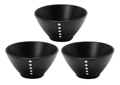 Mino Ware Rice Bowl Set of 3 Point Black 142360(3)