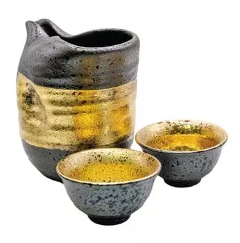 Mino Ware Sake Cup Ochoko Sake Холодное саке Сделано в Sake Стильный набор для саке, чашка, чашка, Япония, чашка, чашка, (Черное золото)