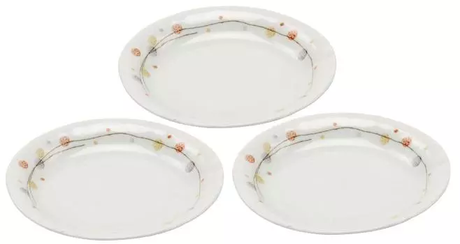 Mino Ware Set of Flower Temari Diameter x Height Tableware Dishwasher Made in Japan Plate, 3, Pattern, Approx. 16.5 2.5cm, Set, Ceramic, Microwave,