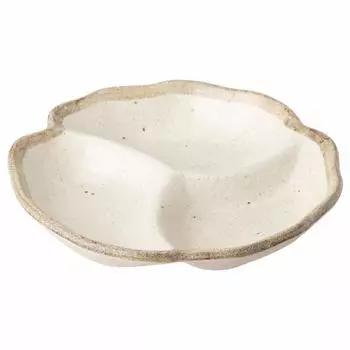 Mino Ware Shiro Karatsu 3-разделительная тарелка для закусок Прибл.. Разделительная тарелка для тарелок 18 x 3 см, тарелка Yakiniku, безопасная для использования в микроволновой печи, посудомоечная машина
