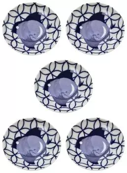 Mino Ware Small Plate, Bean Plate, Soy Sauce Plate, Set of 5, Cloisonn Chidori, Approx. Diameter 9.5 x Height 2cm, Tableware Set, Ceramic,