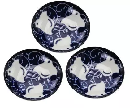 Mino ware small plate set of 3 Arabesque plover 138790(3)