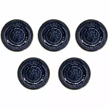 Mino ware small plates, diameter approx. 14cm, set of 5, Bluei Labo, made in Japan 507-07