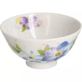 Mino Ware Tea Bowl, Rice Bowl, 11.3cm, Dishwasher Safe, Microwave Safe, Flower Story Blue, Made in Japan 132-1006
