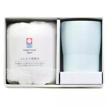 Mino Ware Tumbler Cup 250ml Microwave Dishwasher Safe Imabari Towel 34 x 36cm Set Awairo White Green Gift Made in Japan Approx. & AW-3053B