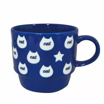 Mino Ware Vivid Cat Mug Navy K14014