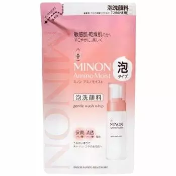 Minon Amino Moist Gentle Wash Whip Refill 130mL [Sensitive Skin/Dry Skin] Foaming Facial Cleanser, Fluffy Foam, Moisturizing Cleansing