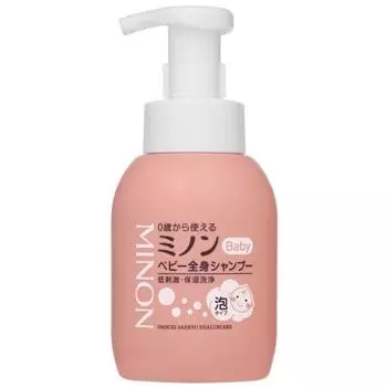 MINON Baby whole body shampoo, main bottle, 350mL, baby soap, baby shampoo, usable from 0 years of age, foam type, moisturizing, anti-drying, weakly a