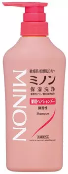 Minon Medicated Hair Main Hair Sensitive Dry Weakly Гипоаллергенный шампунь, Бутылка, 450 мл, Шампунь, Кожа, Зуд, Перхоть, Увлажнение, Профилактика,