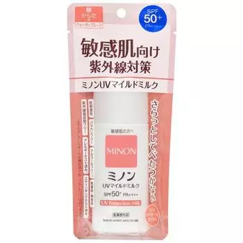 Minon UV Mild Milk 80mL Sunscreen UV Care Sensitive Skin Prevents Skin Roughness SPF50+ PA++++ UV Absorber Free Hypoallergenic For Children