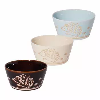 Minoru Pottery Mino Ware 105 шт. в упаковке, набор из 3-х вазочек светло-конфетного цвета x PLANTAREE-Hedgehog- Cream, blue, 10,7 H5,2 см