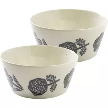 Minoru Pottery Mino Ware 130 Pack Bowl White Set of 2 PLANTAREE-RIKKA- 13.0cm