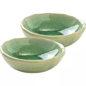 Minoru Pottery Mino Ware Amane 90 round small jade set of 2 (Amane)