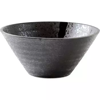 Minoru Pottery Mino Ware Ayatori 195 Noodle Bowl Black
