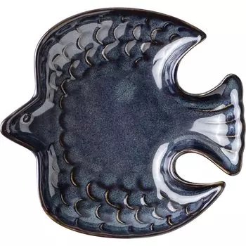 Minoru Pottery Mino Ware Dinky 120 Plate Black Denim Tri-shaped