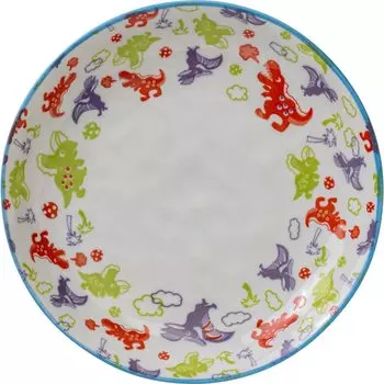 Minoru Pottery Mino Ware Dinosaur 200 Plate White (Минорутоуки) белый