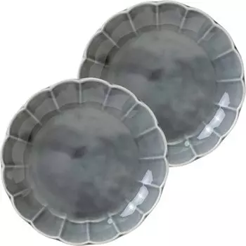 Minoru Pottery Mino Ware Itsuka 160 plates Gray Set of 2