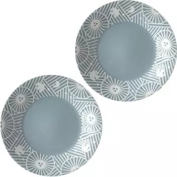 Minoru Pottery Mino Ware KAFU 240 Plate Dusty Mint Set of 2