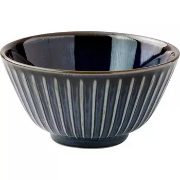 Minoru Pottery Mino Ware Kiln SENDAN 120 Rice Bowl Navy