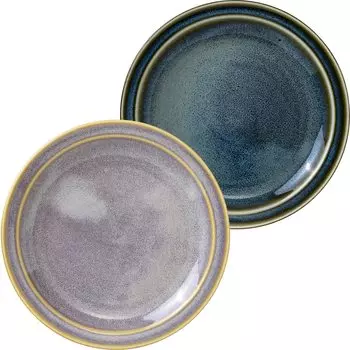 Minoru Pottery Mino Ware MAMANI 140 Plate 2 Color Set 2 Color Set (White/Green)