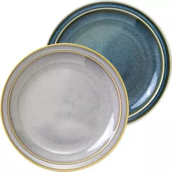 Minoru Pottery Mino Ware MAMANI 165 Plate 2 Color Set 2 Color Set (White/Green)