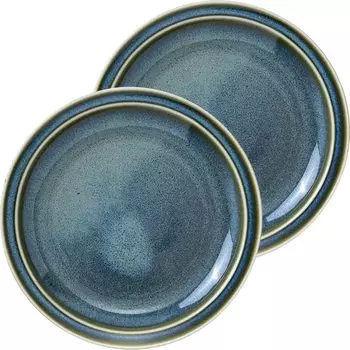 Minoru Pottery Mino Ware MAMANI 165 Plate Green Set of 2