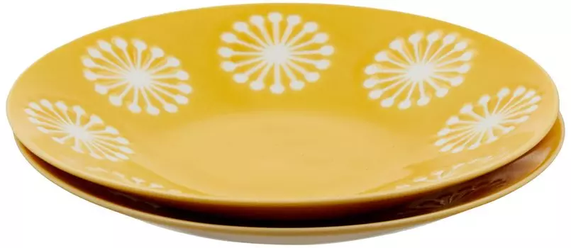 Minoru Pottery Mino Ware Moco 145 Plate Yellow Set of 2 x 14.7 H2.5cm