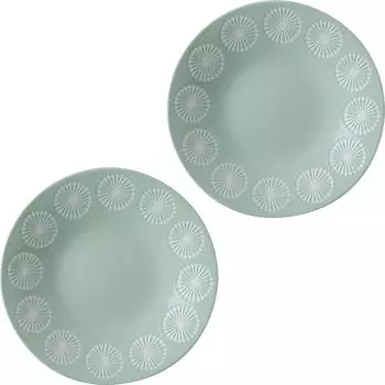 Minoru Pottery Mino Ware Moco 220 Plate Pearl Green Set of 2