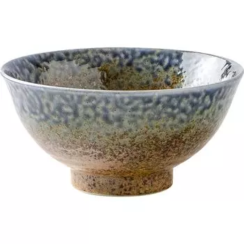 Minoru pottery Mino ware sandy indigo nagashi 155 Japanese bowl