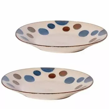 Minoru Pottery Mino Ware Southern Wind 240 Plates Star Set of 2 Reverse Plates 7-inch