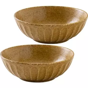 Minoru Pottery Mino Ware Tetote 130 Medium Bowl Walnut Set of 2