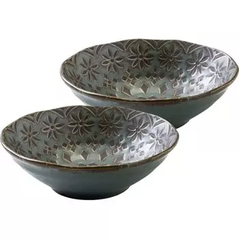 Minoru Pottery Mino Ware Zahra 140 Bowl Turquoise Set of 2