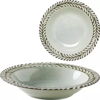 Minoru Touki Mino Ware Gran 210 Deep Plate Gray