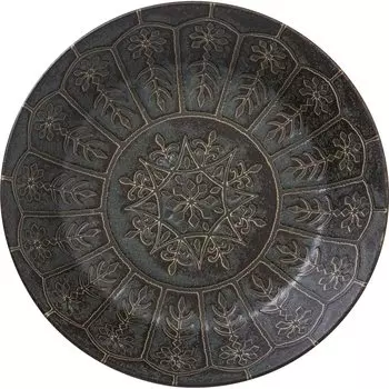 Minorutouki Mino Ware Arabesque 205 Deep Plate Black