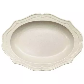 Minoyaki Antique Style Oval Dish “cadre” White Ivory Ichiyo-Toen Tableware Microwave-safe Made in Japan 513-0043